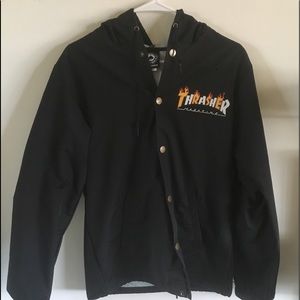 Thrasher Flame Logo Fleece Hood Coach Jacket